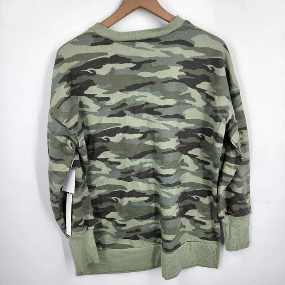 Caslon Womens Long Sleeve Crew Neck Fleece Sweatshirt Green Spring Camo Sz S NWT - Picture 2 of 10